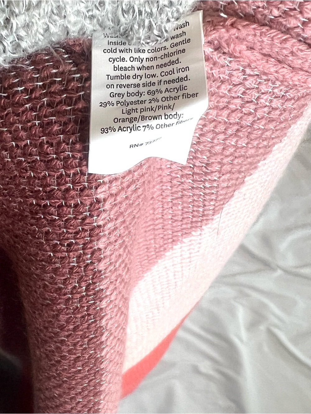 EVRI Plus Size 4X Colorblock Open Front Long Cardigan Gray/Pink/Rust/Brown 951 - Picture 5 of 5